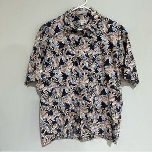 VTG Pierre Cardin Tropical Hawaiian Shirt Button Down Large 100% COTTON.